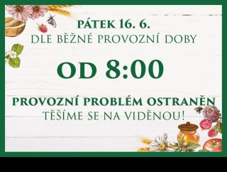 Milí zákazníci, nejprve jsme vás trochu vystrašili, ale vše se v dobré obrátilo, a tak se těšíme zítra v běžné pracovní...