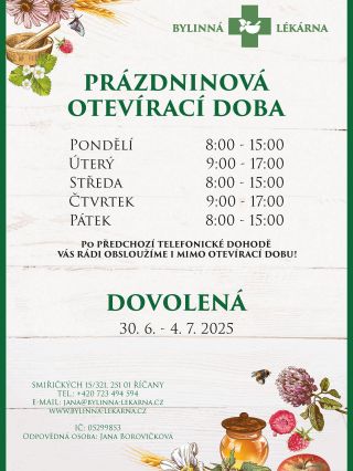 Milí zákazníci, rádi bychom vás upozornili na zkrácenou prázdninovou pracovní dobu i dovolenou v příštím týdnu. Po dohodě...