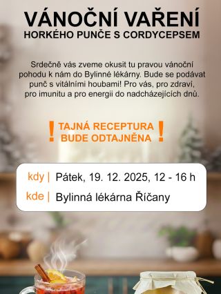 Srdečně vás zveme okusit tu pravou vánoční pohodu k nám do Bylinné lékárny. Bude se podávat punč s vitálními houbami od...